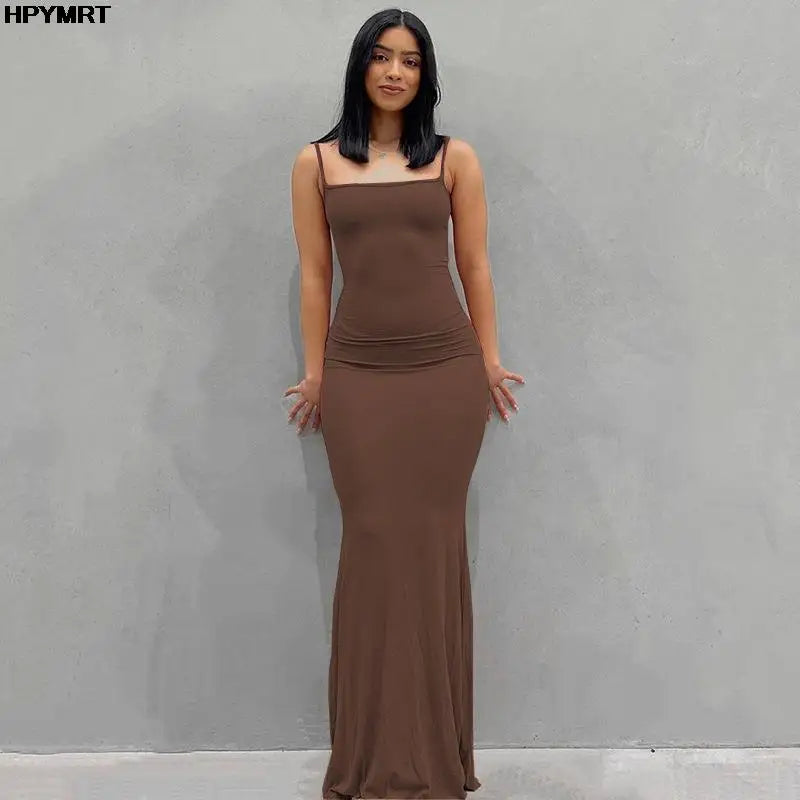 Satin Slip Sleeveless Backless Slim Sexy Maxi Dress 2022 Spring Women Party Y2K Concise Bodycon Elegant Dresses Female Clothing - badassmood