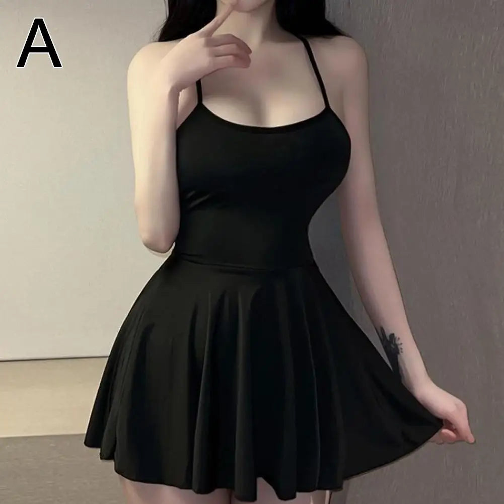 Sexy Women Pleated Micro MINI Dress Bandage Smooth Uniform Slip Mini Dress Night Club Outfits Allure Ruffled Dress Backless - badassmood