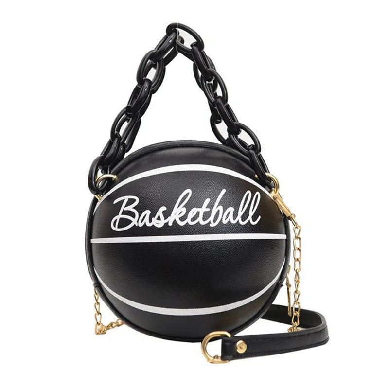 Sac Bandoulière Femme Cuir PU Chaîne - Design Basketball Original - badassmood