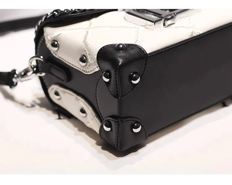 Sac Carré Bicolore Femme - Sac Bandoulière Soirée Cuir Tendance 2026 - badassmood