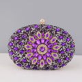 Pochette soirée fleur en strass et diamants avec chaîne luxe, sac de mariage élégant et sophistiqué.