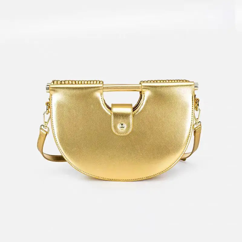 Sac Lune Tissé Doré Luxe Designer 2026 - Hobo Cuir Argent Clutch Soirée Femme - badassmood