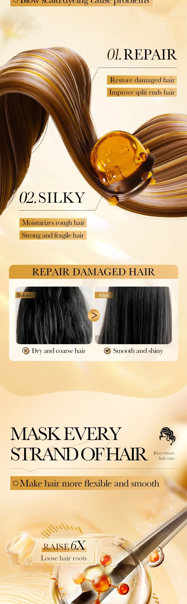 10/30/50/100/400g Magical Keratin Hair Mask 5 Seconds Repair Damaged Frizzy Hair Soft Smooth Shiny Rice Moisturizing Hair Care - badassmood
