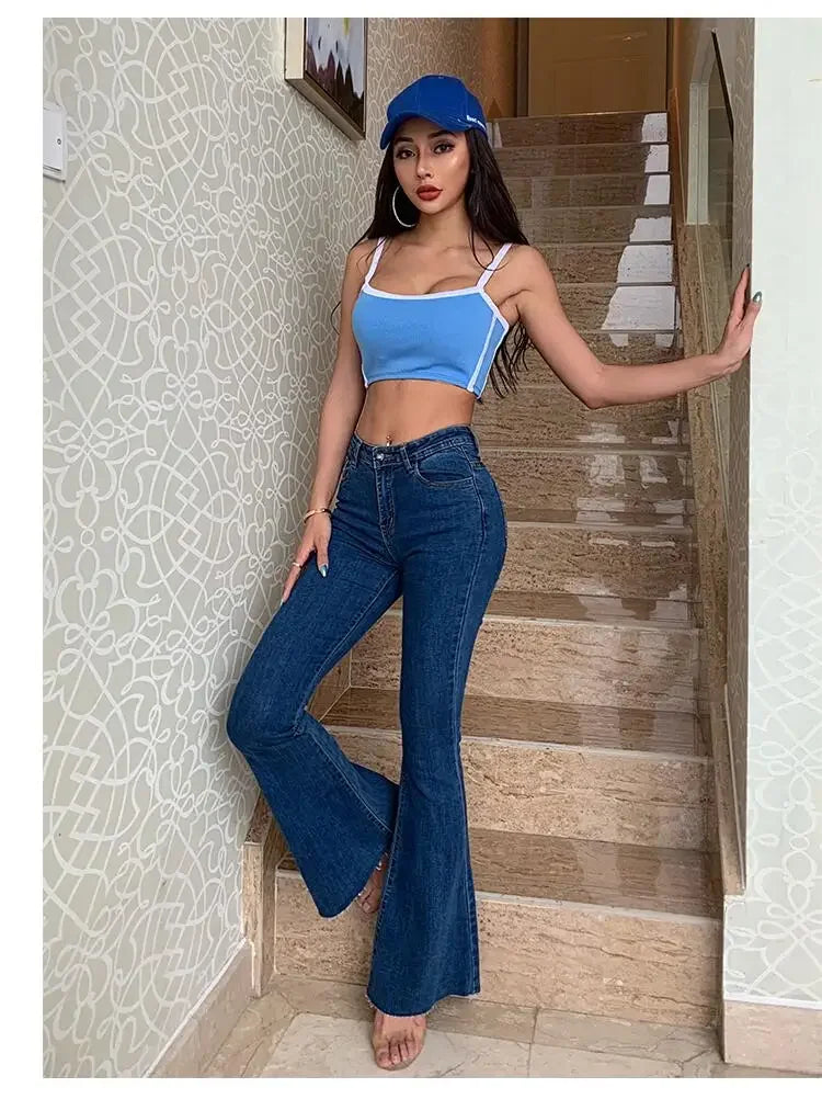 Jean Flare Femme Taille Haute Y2K - Denim Vintage Streetwear