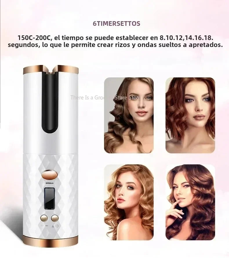Boucleur automatique sans fil pour cheveux, rechargeable par USB, créant des boucles parfaites avec facilité, de la marque badassmood.com