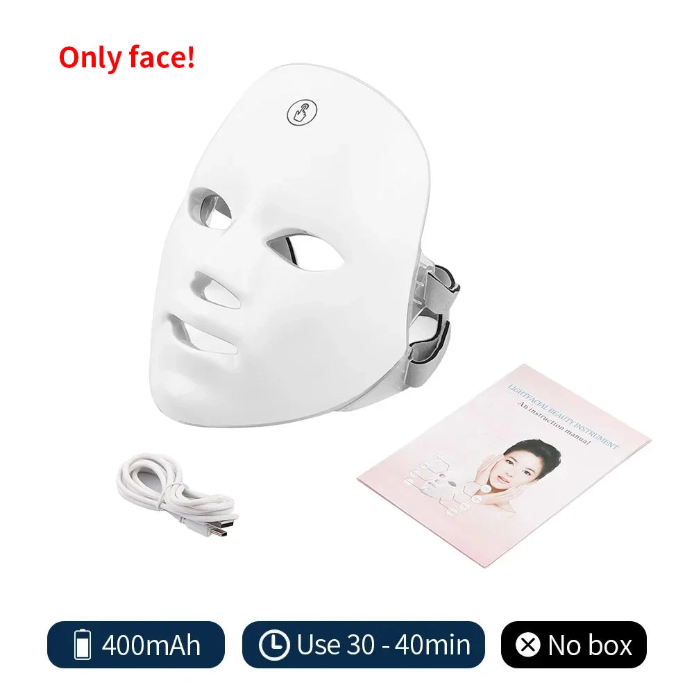 Masque LED Photothérapie 7 Couleurs - Rajeunissement Visage & Cou Sans Fil - badassmood