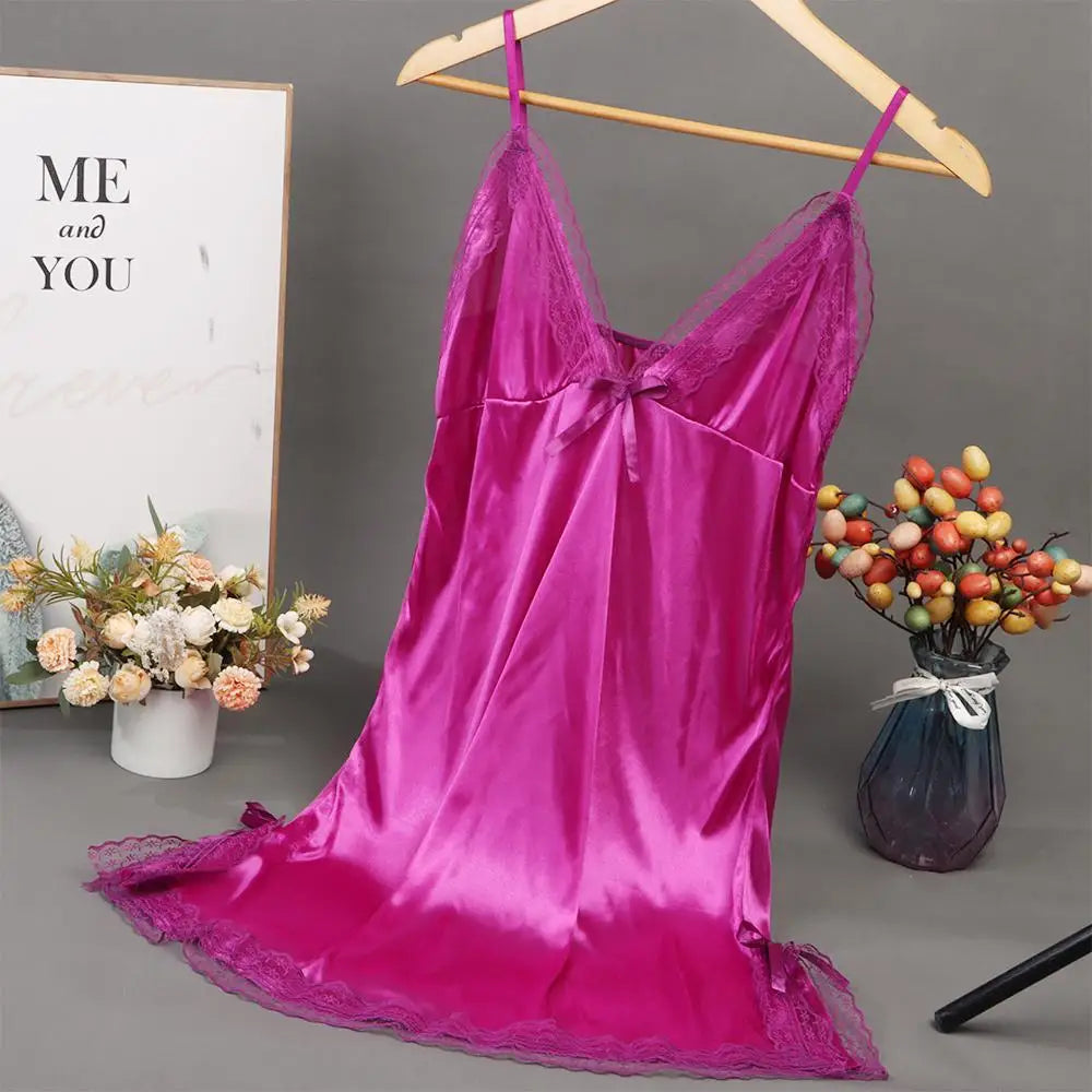 Sexy Lace Patchwork Camisola Lingerie Nighty Wedding Dress Sleep Wear Nightdress Clothes Women's Nightgowns Sexy Nightwear - badassmood