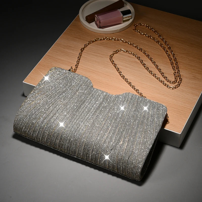 Sac Chaîne Motif Luxe Polyvalent - Pochette Soirée Mariage Femme Bandoulière Épaule - badassmood