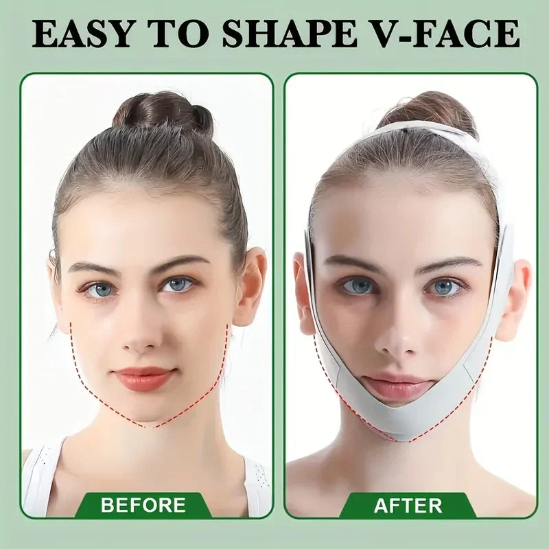 Overnight Face Lift Band with Graphene Fiber - Double Chin Reducer & Jawline Definer, Washable Reusable Beauty Strap 5 Sizes - badassmood