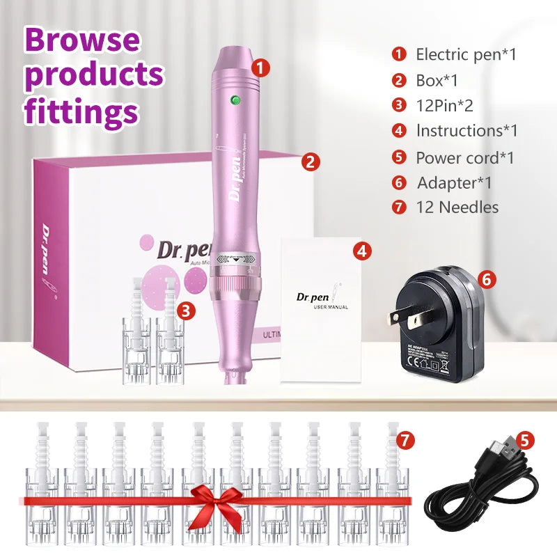 Dr. Pen Ultima M7 - Stylo Microneedling Sans Fil Professionnel + 10 Cartouches - badassmood