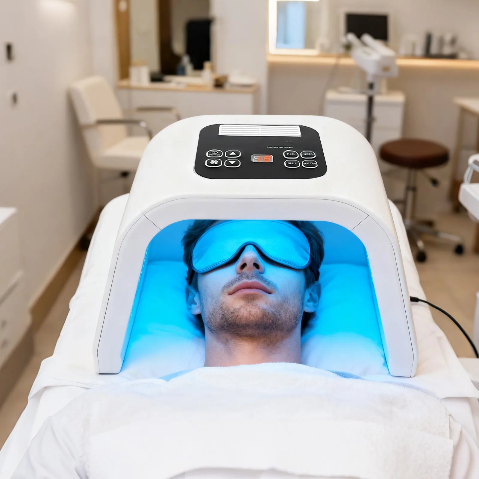 Masque LED Luminothérapie 7 Couleurs - 287 LEDs Soin Visage Rajeunissement Spa - badassmood