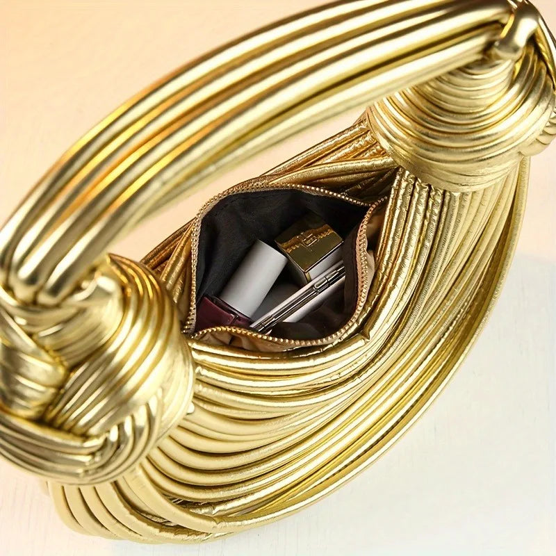 Sac à Main Tressé Luxe Femme - Sac Soirée Or Argent Designer 2026 - badassmood