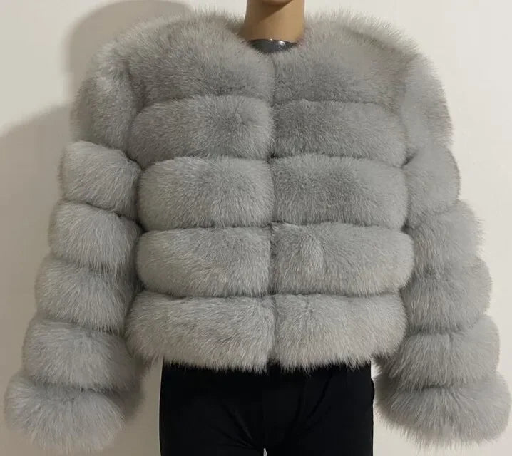 Veste Fourrure Renard Synthétique Femme - Blouson Court Élégant Hiver - badassmood