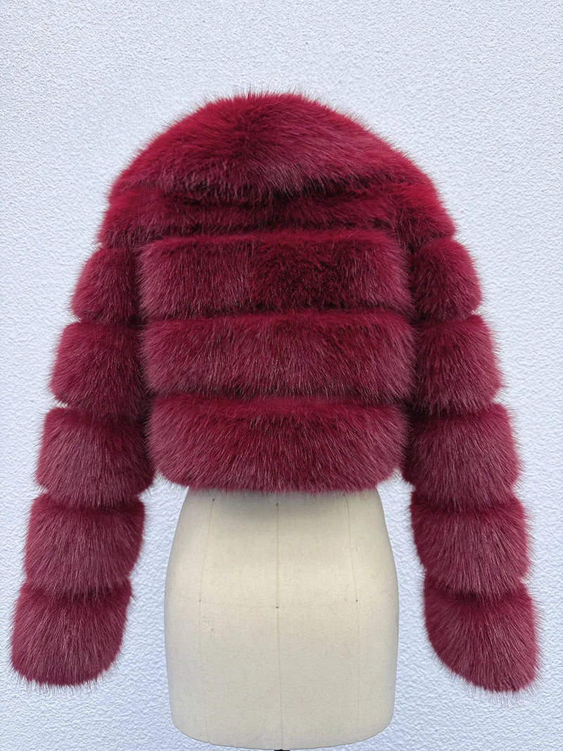 Veste Courte Fourrure Synthétique Femme - Blouson Crop Top Hiver Tendance - badassmood