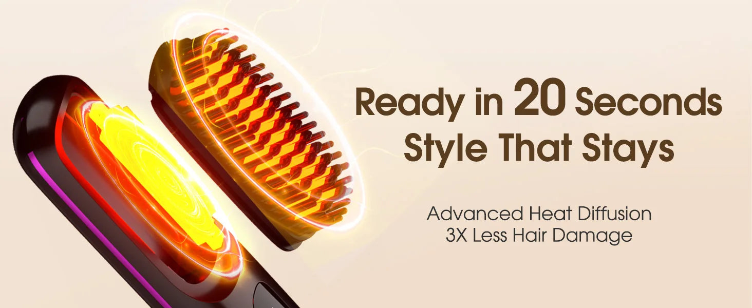 Brosse lissante sans fil LCD rechargeable USB, mini lisseur portable pour cheveux, idéale pour voyage, de la marque badassmood.com