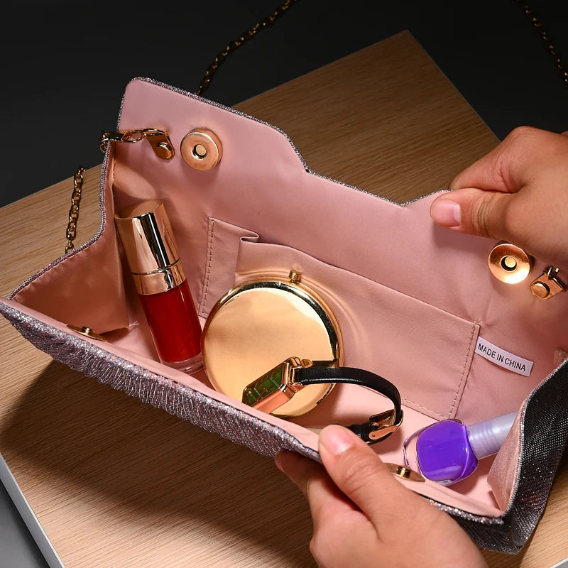 Sac Chaîne Motif Luxe Polyvalent - Pochette Soirée Mariage Femme Bandoulière Épaule - badassmood