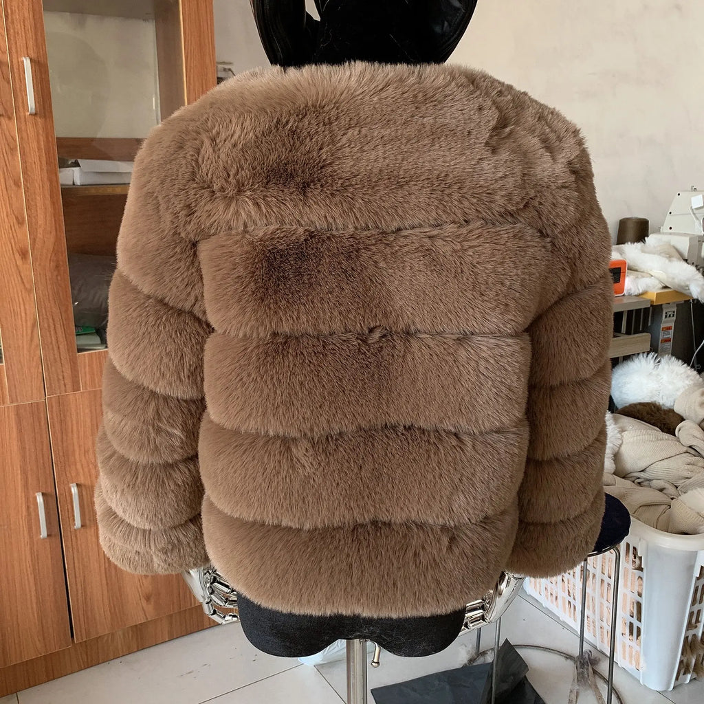 Manteau Fausse Fourrure Renard Femme - Veste Courte Luxe Fluffy Hiver - badassmood