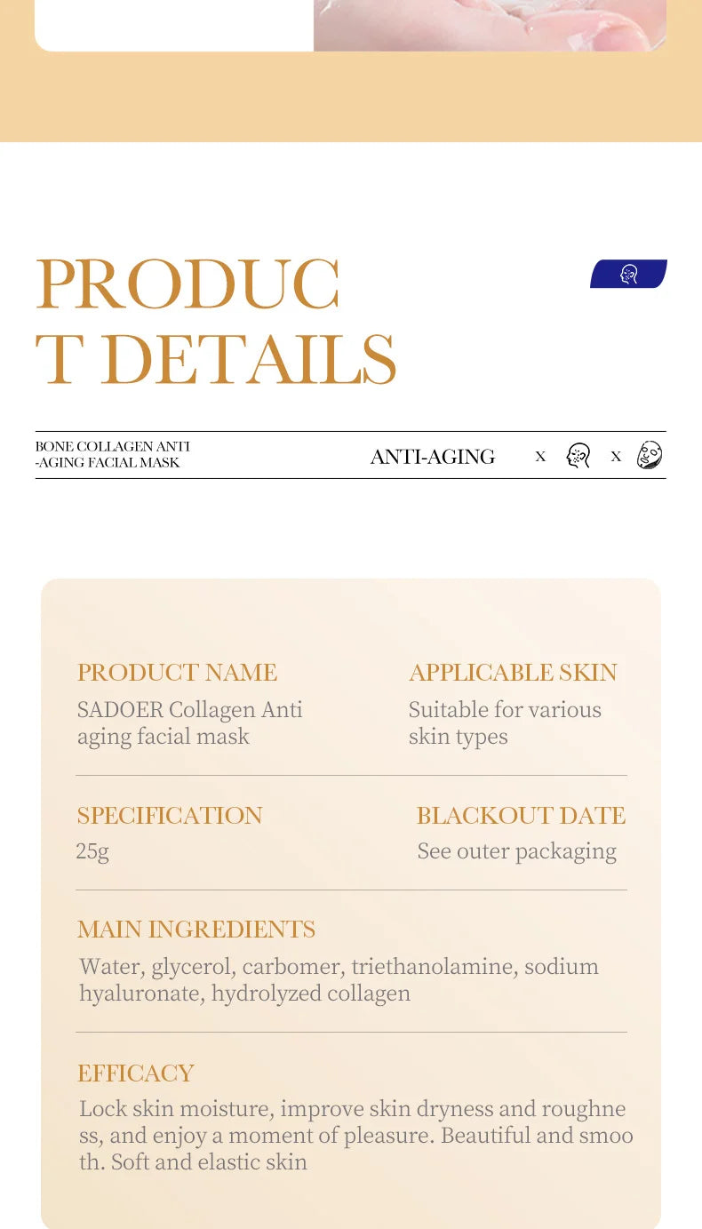 Masque Visage Collagène Anti-Rides x10 - Hydratant Raffermissant Coréen - badassmood