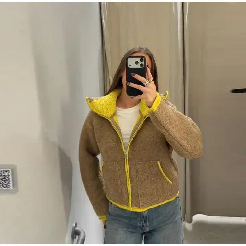 Cardigan Femme Hiver Élégant Zip - Gilet Tricoté Court Poches