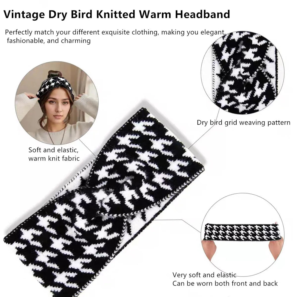 5PCS/3PCS Set Knitted Thousand Bird Fashion Women's Headbands Retro Warm High Elasticity Hairband Hair Accessoires - badassmood
