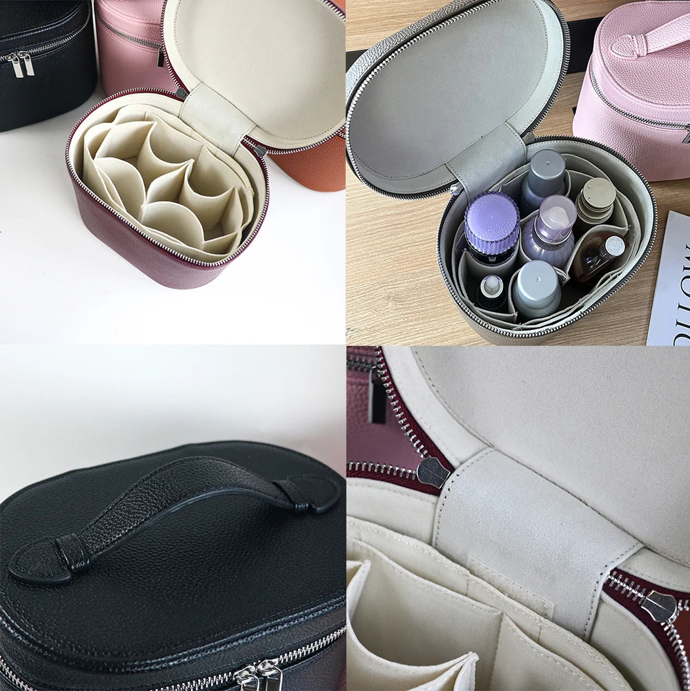 Large-capacity PU leather cosmetic box with internal storage box, customizable names and letters, travel portable cosmetic bag - badassmood