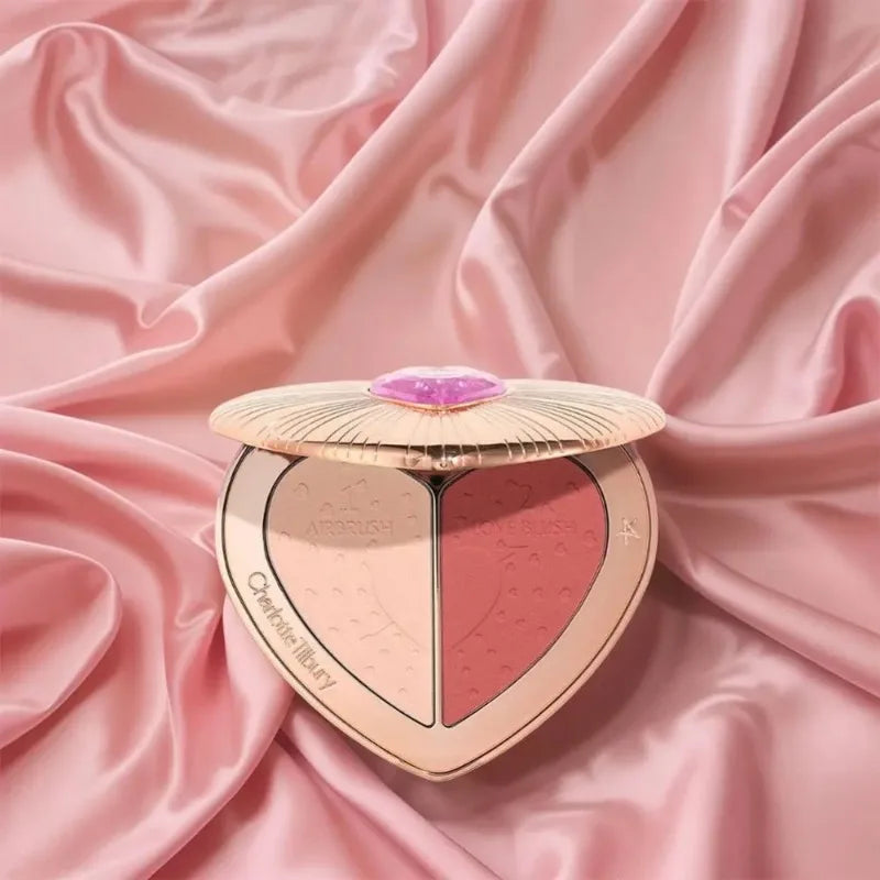 Charlotte Tilbury Shimmer Makeup Air Cushion Lightweight Moisture Oil Control Two Color Heart Shape Powder Blusher Unique Design - badassmood