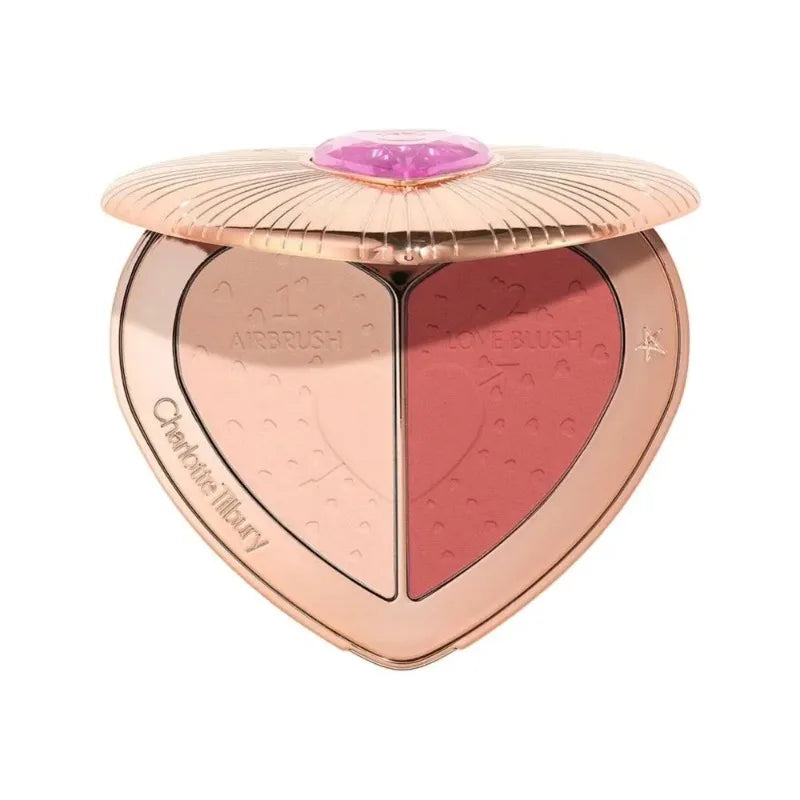 Charlotte Tilbury Shimmer Makeup Air Cushion Lightweight Moisture Oil Control Two Color Heart Shape Powder Blusher Unique Design - badassmood