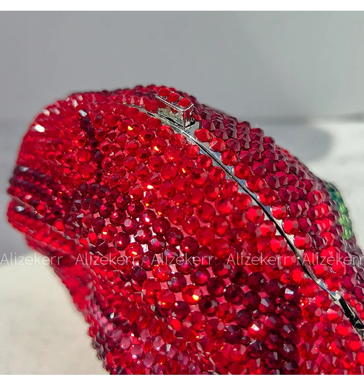 Pochette de soirée rose avec cristaux et strass, sac de mariage et fête élégant pour femme, luxe et sophistiqué