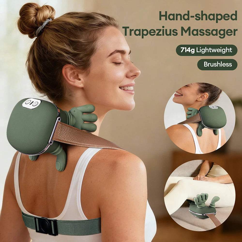 Masseur cervical 4D Bionique sans fil pour soulager la nuque et les épaules, design ergonomique et technologie avancée.