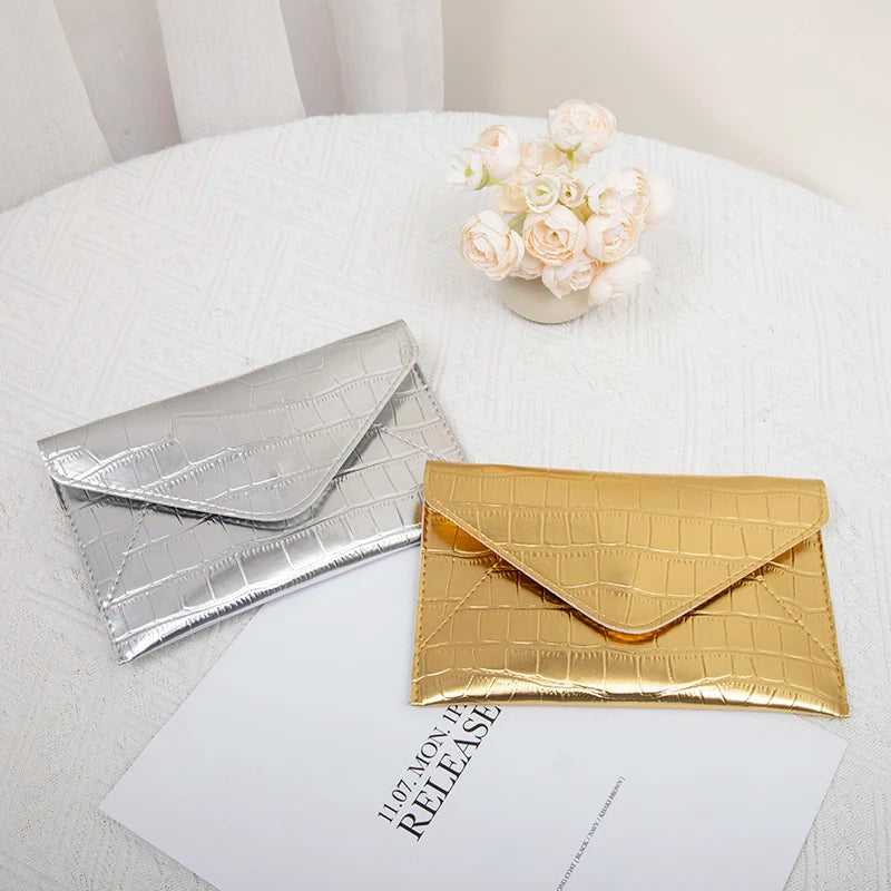Pochette Soirée Or Argent Chaîne Luxe - Clutch Mariage Banquet Élégante Femme - badassmood