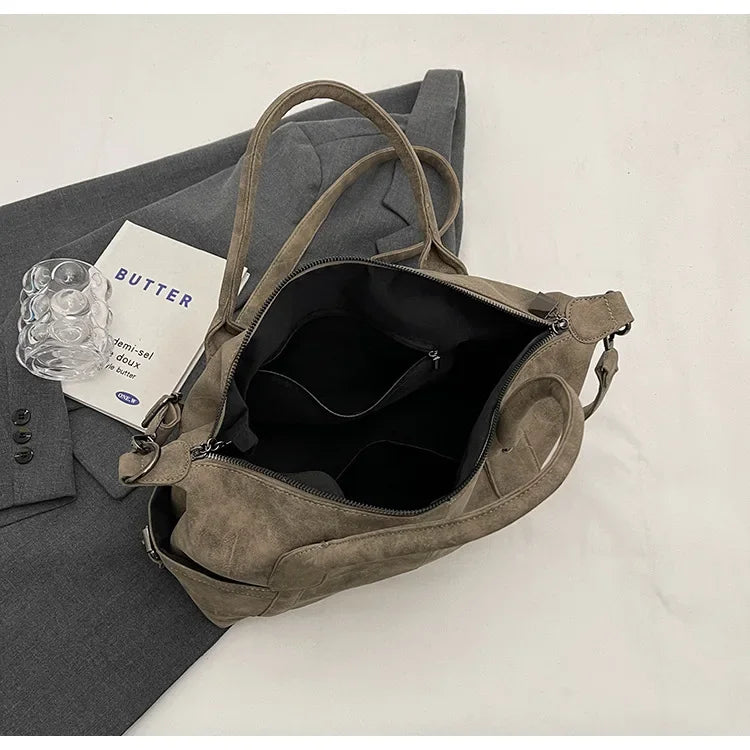 Sac à Main Rétro Femme Cuir PU - Grand Sac Bandoulière Style Coréen - badassmood