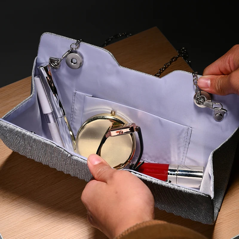 Sac Chaîne Motif Luxe Polyvalent - Pochette Soirée Mariage Femme Bandoulière Épaule - badassmood