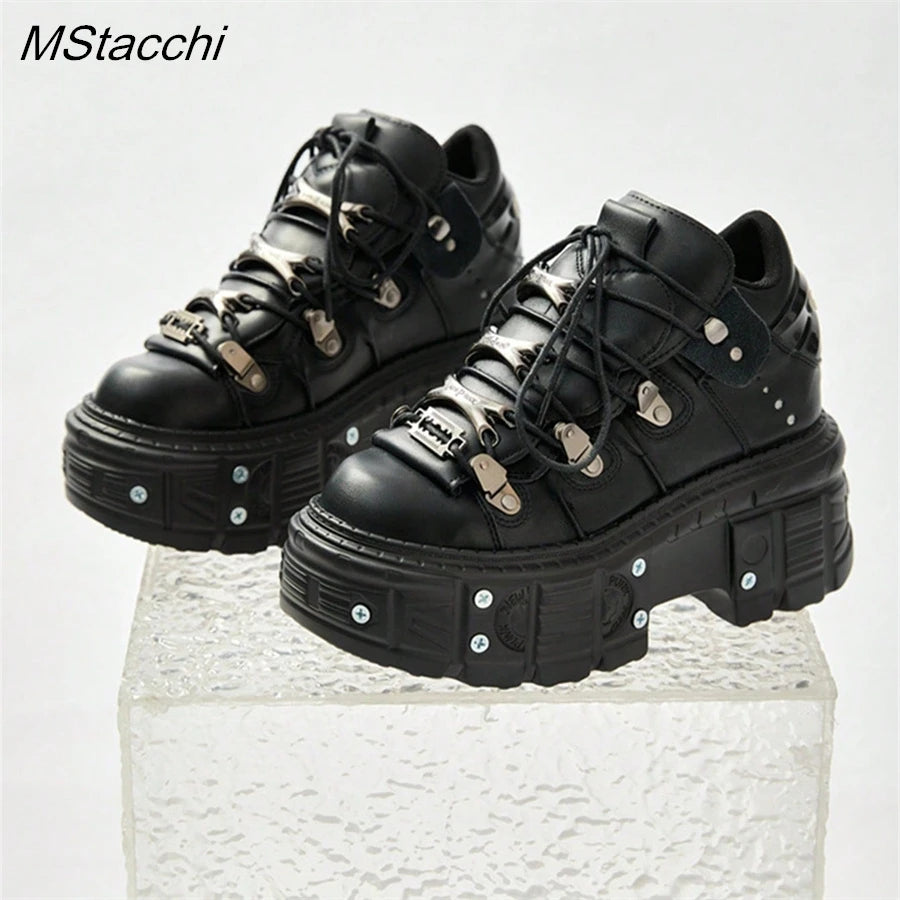 Bottines Punk Femme Plateforme Noires - Style Rock Métal Gothic - badassmood
