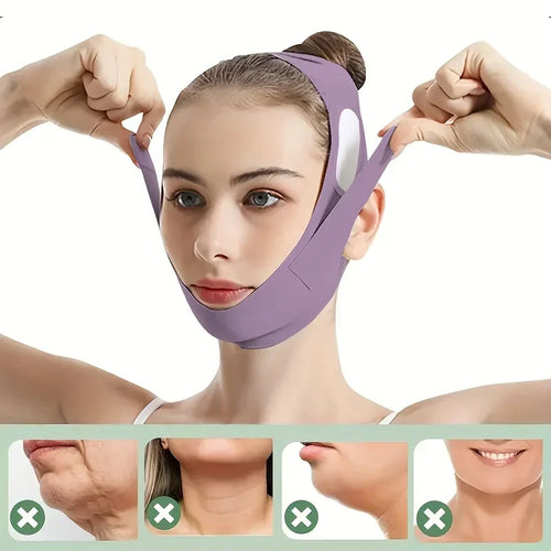 Overnight Face Lift Band with Graphene Fiber - Double Chin Reducer & Jawline Definer, Washable Reusable Beauty Strap 5 Sizes - badassmood