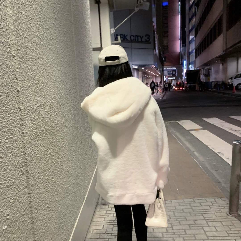 Manteau Fourrure Synthétique Femme - Veste Capuche Velours Épais Hiver - badassmood