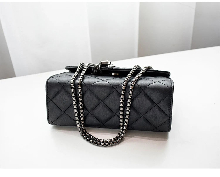 Sac à Main Luxe Femme Cuir PU Noir - Sac Bandoulière Matelassé