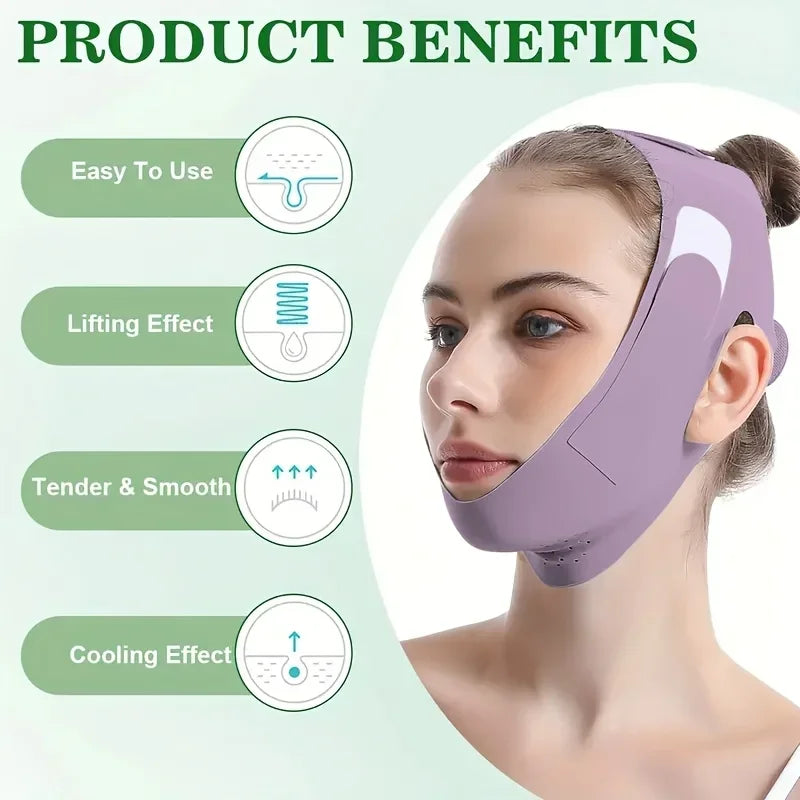 Overnight Face Lift Band with Graphene Fiber - Double Chin Reducer & Jawline Definer, Washable Reusable Beauty Strap 5 Sizes - badassmood