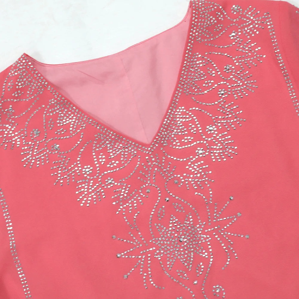 Abaya Musulmane Femme Été - Robe Longue Col V Manches Longues Élégante - badassmood