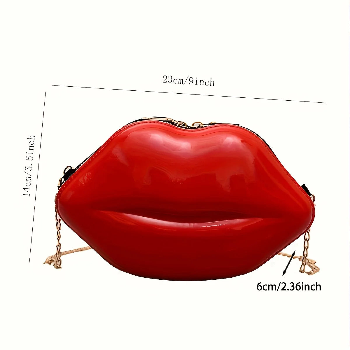 Sac Lèvres Rouges Chaîne Mini - Pochette Originale Bandoulière Femme Zipper - badassmood