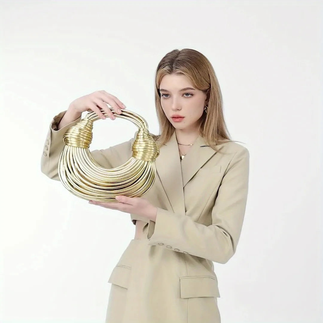 Sac à Main Tressé Luxe Femme - Sac Soirée Or Argent Designer 2026 - badassmood