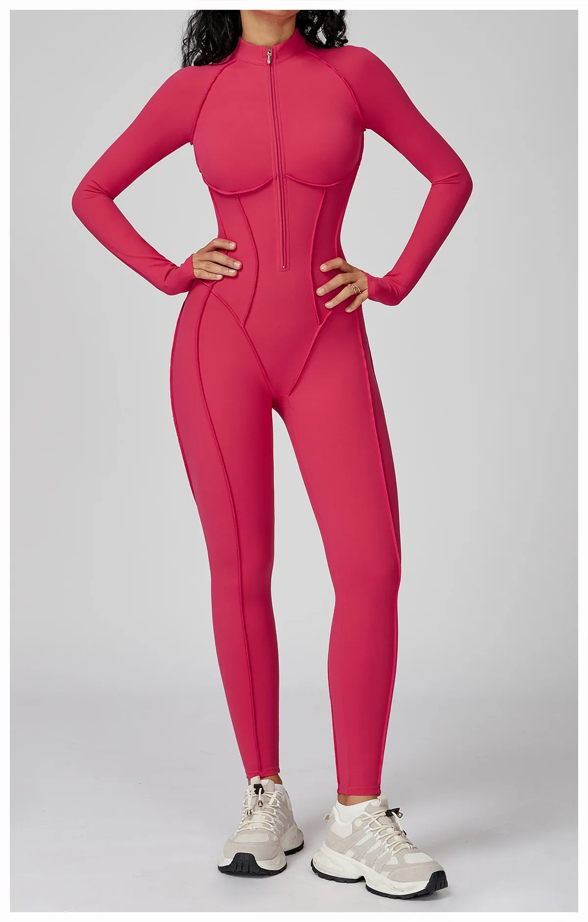 Yoga Bodysuit Long Sleeved Women's Tracksuits Gym Zipper Jumpsuits Sports Workout High-intensity Fitness One-piece Tights Suit - badassmood