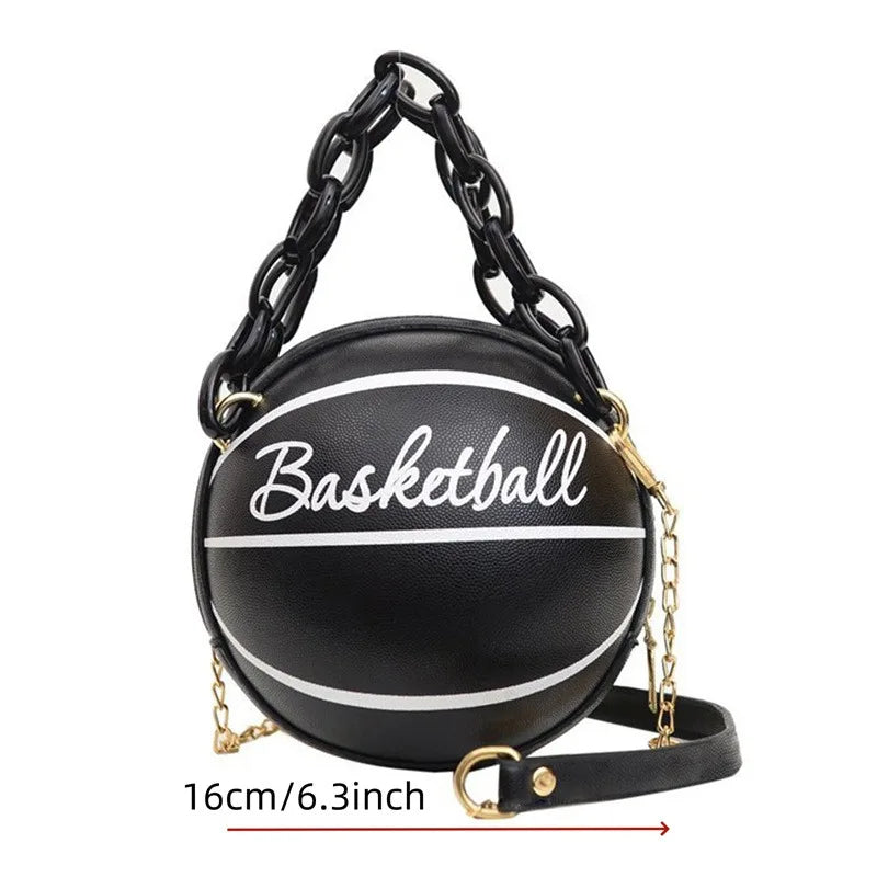 Sac Bandoulière Femme Cuir PU Chaîne - Design Basketball Original - badassmood