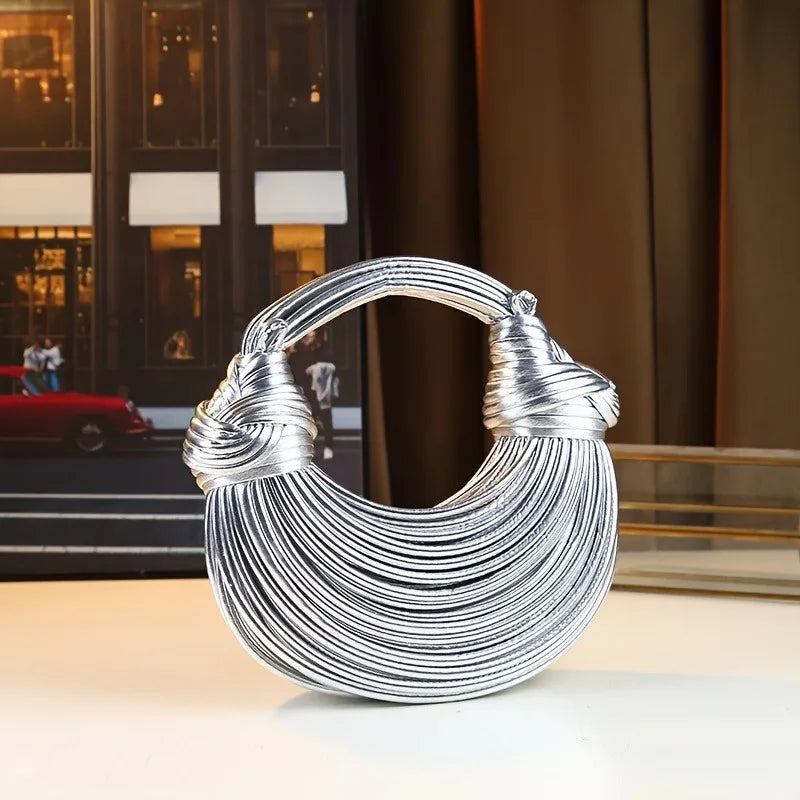 Sac à Main Tressé Luxe Femme - Sac Soirée Or Argent Designer 2026 - badassmood