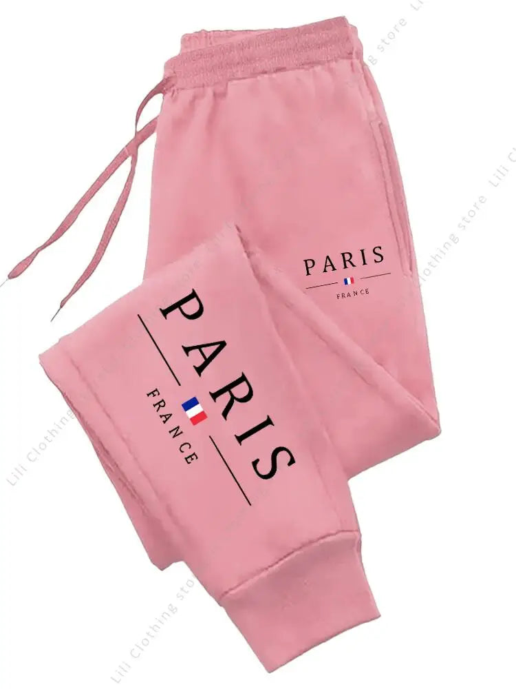 Pantalon de jogging femme PARIS 2025 automne hiver, pantalon sport en fleece casual et confortable, de la marque badassmood.com