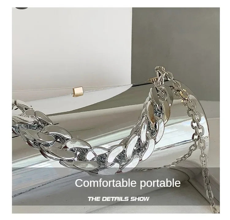 Pochette Cylindre Mini Soirée 2026 - Sac Femme Doré Bandoulière Box Clutch Party - badassmood