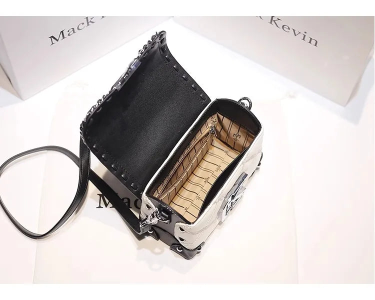 Sac Carré Bicolore Femme - Sac Bandoulière Soirée Cuir Tendance 2026 - badassmood