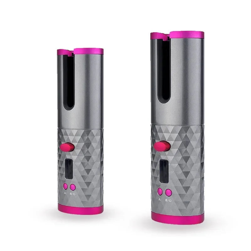 Boucleur automatique sans fil pour cheveux, rechargeable par USB, créant des boucles parfaites sans effort.