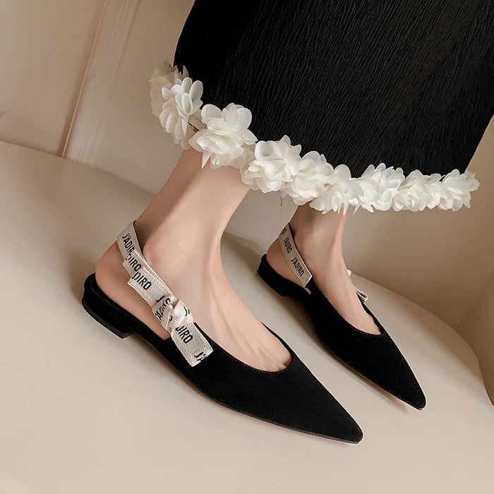 Sandales plates femme avec bride élastique, talon bloc de 3-5 cm, chaussures élégantes en taille 33 à 46.