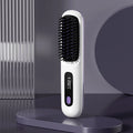 Brosse lissante sans fil LCD rechargeable USB, mini lisseur portable pour cheveux, design compact idéal pour voyage.