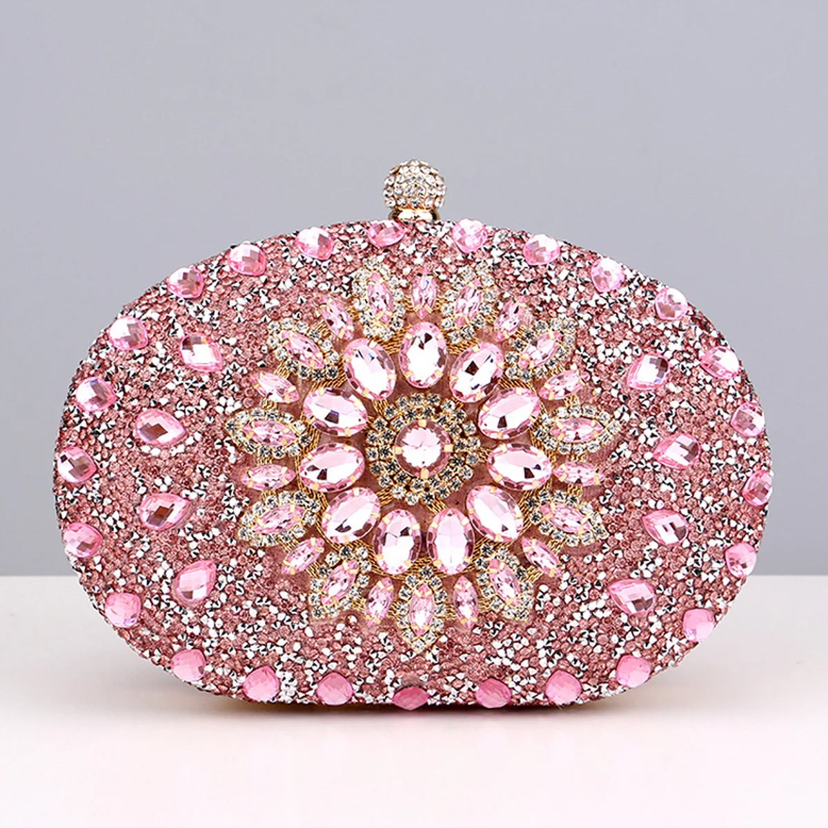 Pochette de soirée fleurie avec strass et diamants, sac de mariage avec chaîne en or, élégant et luxueux, idéal pour événements formels